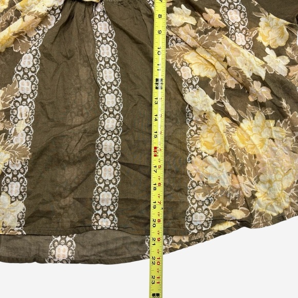 Free People Elena Printed Top Size XS Floral Relaxed Fit Tie Front Brown Multi - Picture 10 of 10